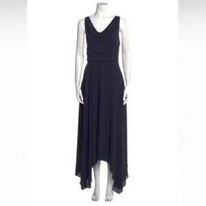 Halston Heritage Maxi Dress Crepe Evening Gown Draped Cowl‎ Neck